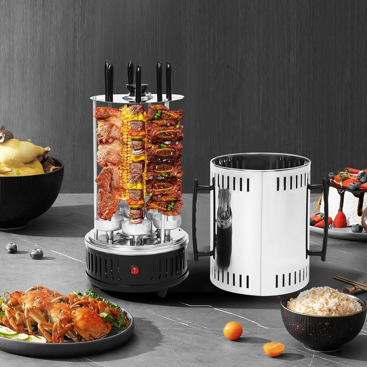 6 Spiesse Elektrogrills, Edelstahl Rotisserie-Grill, Tischgrill Dönergrill, Rotating Elektrische Dre