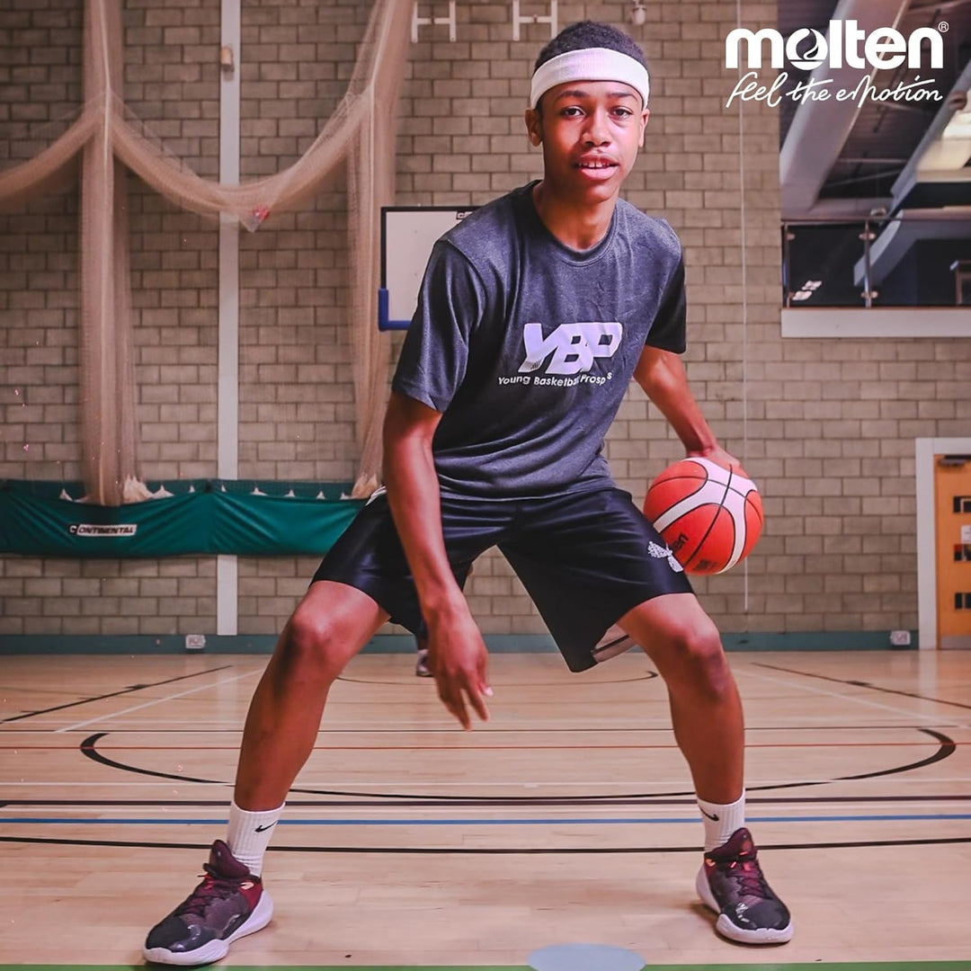 Molten BG3800 Basketball, FIBA-geprüft, Verbundleder, Indoor-Spiel, Orange/Elfenbein Single x, Singl