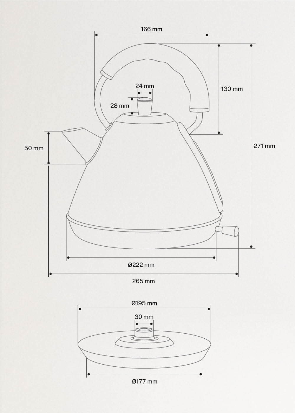 CREATE/KETTLE RETRO L/Elektrischer Wasserkocher Sand/Schnelles Aufkochen, Fassungsvermögen 1,7L, Abs