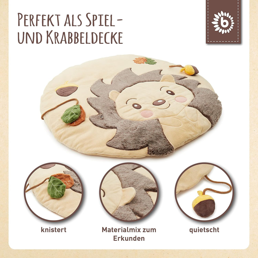 Bieco Baby Krabbeldecke Ø 70 cm | Igel Motiv Activity Decke Baby | Krabbeldecke für Baby | Geeignet