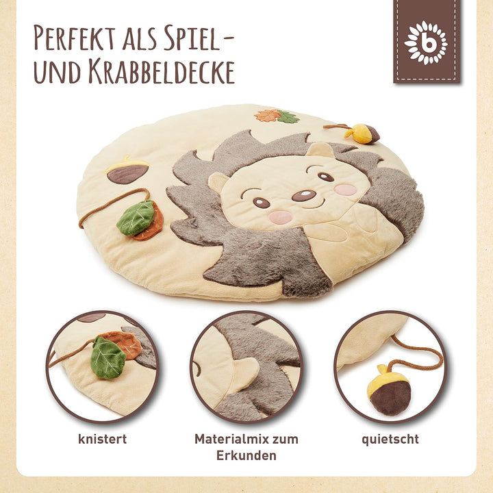Bieco Baby Krabbeldecke Ø 70 cm | Igel Motiv Activity Decke Baby | Krabbeldecke für Baby | Geeignet