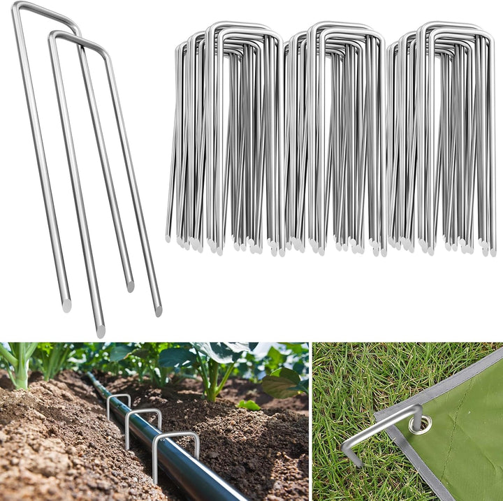 100 Stück Bodenanker aus verzinktem Stahl, Anti-Rost-Bodenanker, aus 150 x 25 mm - Ø 3 mm Stahldraht