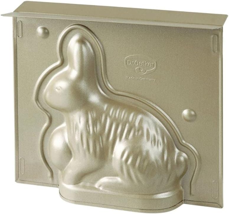 Dr. Oetker Backform Hase zu Ostern – 600 ml Füllvolumen – 3D Kuchenform in Gold mit Antihaftbeschich