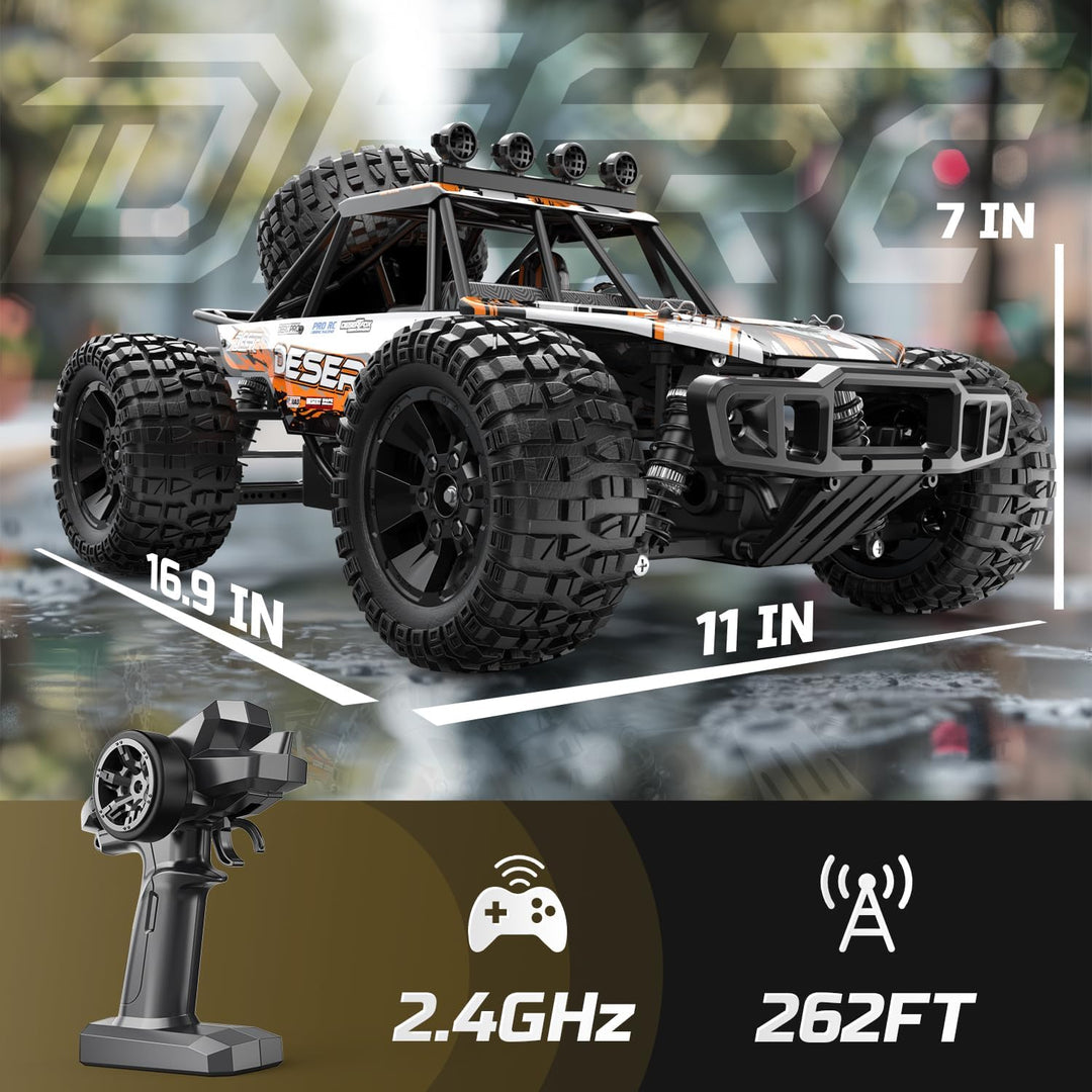 DEERC Ferngesteuertes Auto 1:10 Massstab für Erwachsene & Jungen, 48 KM/H 4X4 Hobby RC Monster Truck