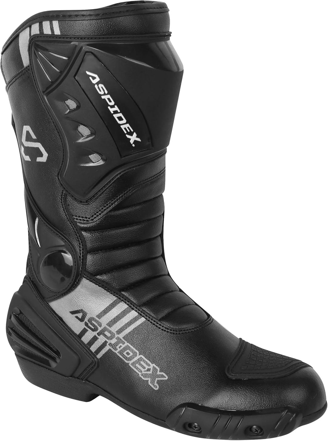 Uni Motorradstiefel aus Leder mit verstärkten Protektoren, rutschfester Sohle und Reissverschluss un