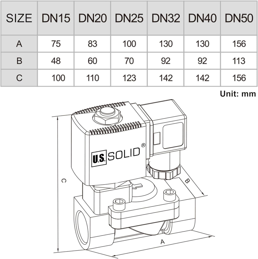 U.S. Solid Magnetventil Messing 1" 24V AC, 0,3-16 bar, stromlos geschlossen, VITON-Dichtung, G-Gewin