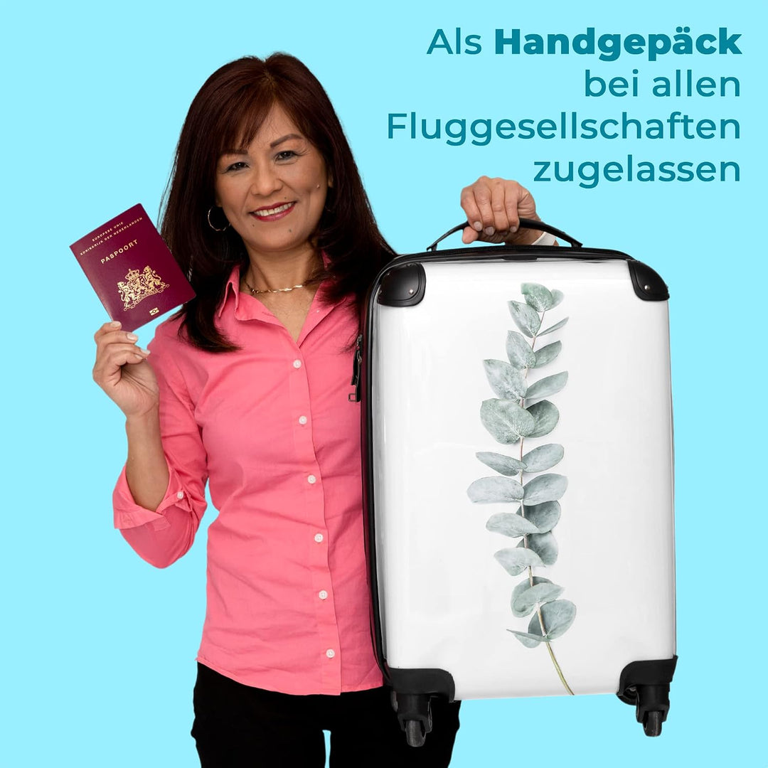 NoBoringSuitcases.com® Koffer Handgepäck Trolley Rollkoffer Kleine Reisekoffer mit 4 Rollen - Pflanz