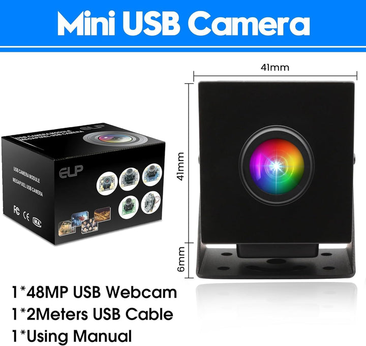 ELP 8K USB Kamera 48MP 6000P Ultra HD USB Webcam mit 200 Grad Weitwinkel Fischaugenobjektiv PC Compu