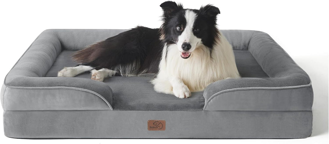 Bedsure orthopädisches Hundebett Ergonomisches Hundesofa - 89x63 cm Hundecouch mit eierförmiger Kist