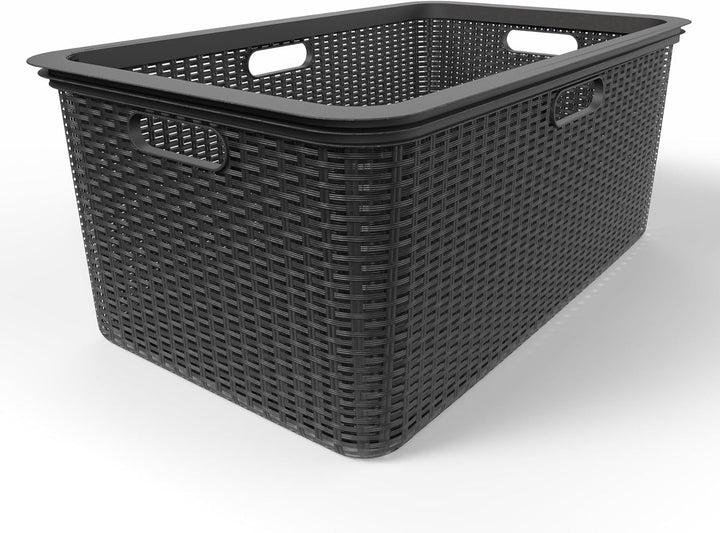 BigDean Wäschekorb 59x39x26cm Rattan Design Wäschewanne | Made in Germany 1 Stück, 1 Stück