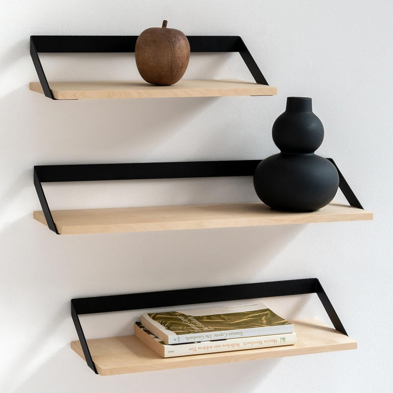 Kazai. Wandregal-Set -Finn- | Hängende Regale aus Metall und Echtholz-Veneer | Wanddeko und Ablage f