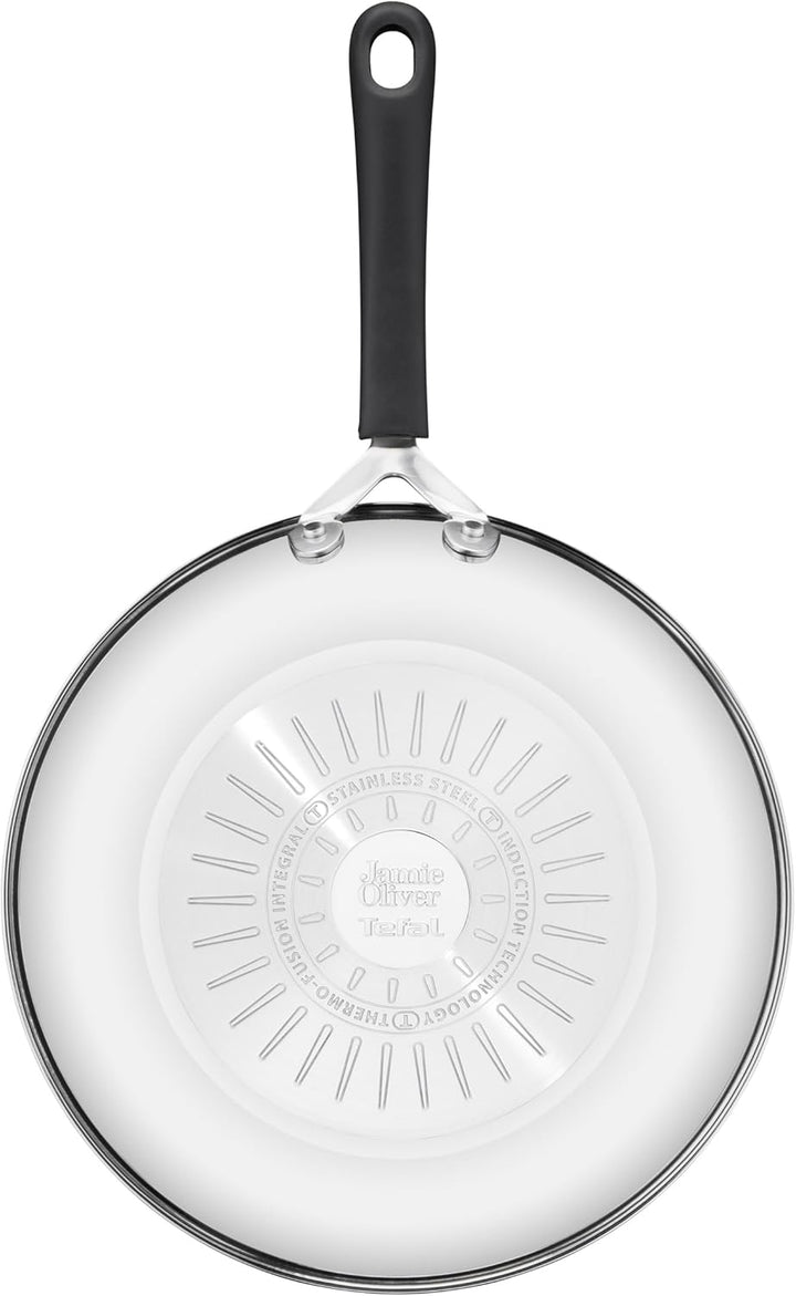 Tefal Jamie Oliver Home Cook Wok aus Edelstahl, antihaftbeschichtet, 28 cm, Induktion