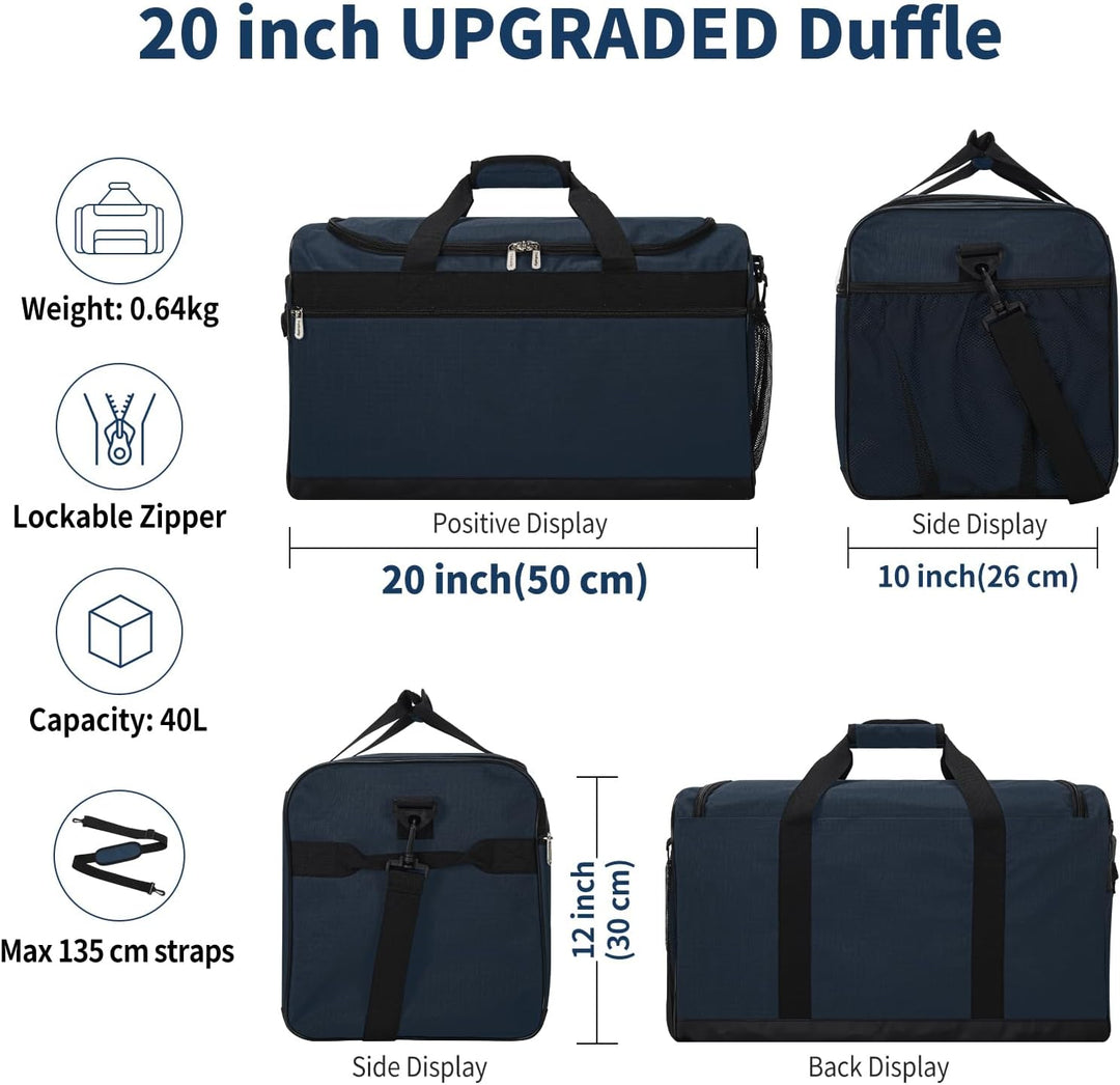 Sporttasche Reisetasche Fitness Tasche mit Schultergurt Wochenendtasche für Damen und Herren (Marine
