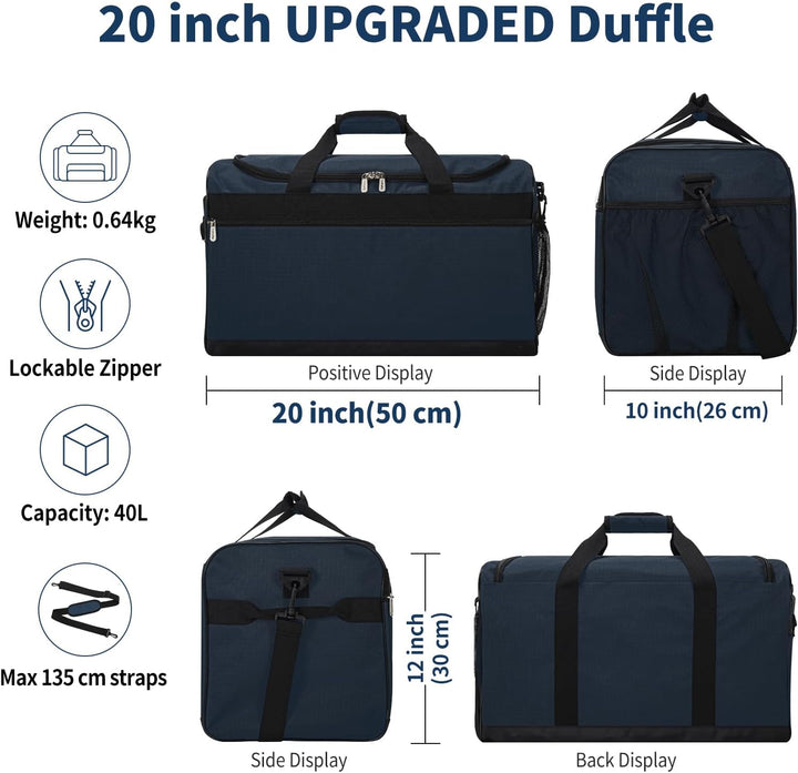 Sporttasche Reisetasche Fitness Tasche mit Schultergurt Wochenendtasche für Damen und Herren (Marine