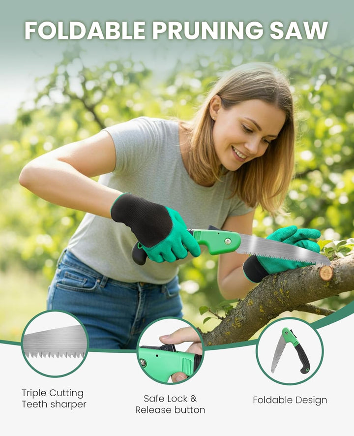 YAUNGEL Gartenwerkzeug Set, 10 Stück Schwerlast Edelstahl Gartenarbeit Kit, Gartengeräte Set mit Non