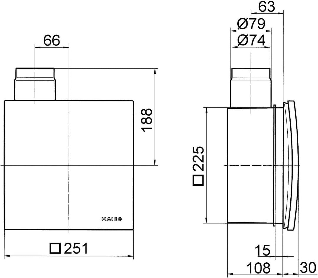 Maico Ventilator ER 60 H Ventilator für innenliegende Bäder und Küchen 4012799841043