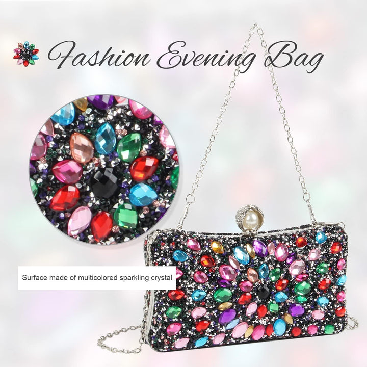 Freiesoldaten Damen Strass Abendtasche Mehrfarbig Blendend Kristall Unterarmtasche Party Braut Hochz