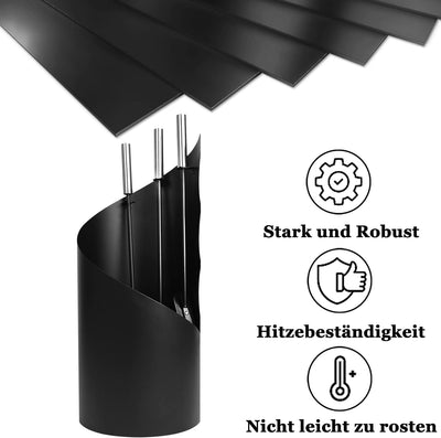 XMTECH 4 Teilig Kaminbesteck Set Kamingarnitur Kaminzubehör Metall Modern Design für Küche Haushalt,