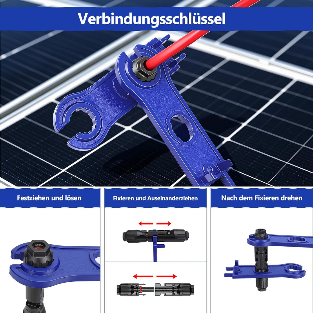 Solar Crimpzange Werkzeug Set für 2.5/4/6mm² PV Kabel,10 Paar Kabelstecker, 10 Paar Männlich/Weiblic