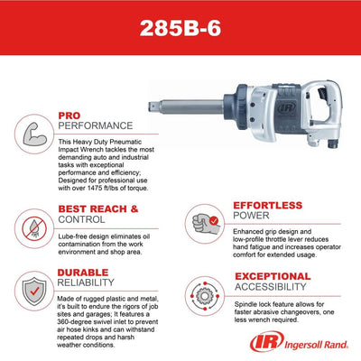 Ingersoll Rand 1" Druckluft Schlagschrauber 285B-6, Drehmomentschlüssel für Schwerlastbereich, Vierk