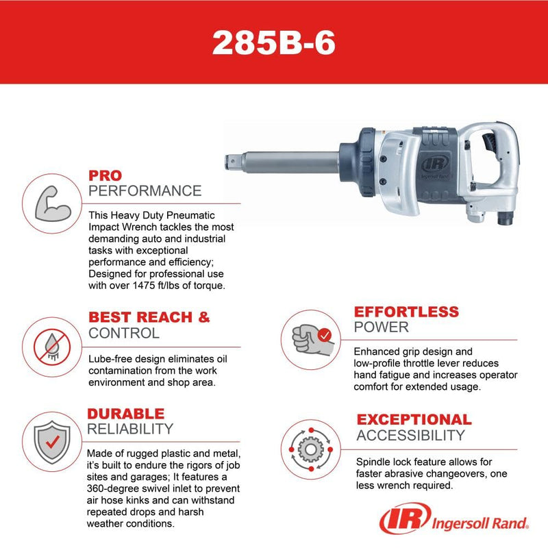 Ingersoll Rand 1" Druckluft Schlagschrauber 285B-6, Drehmomentschlüssel für Schwerlastbereich, Vierk