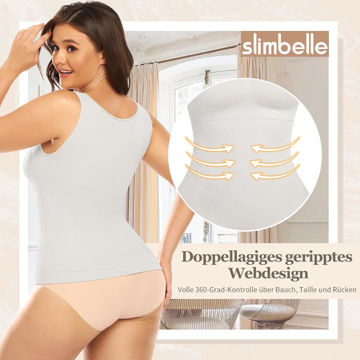 SLIMBELLE Damen Unterhemd BH Hemd Seamless Tank Top mit entfernbaren Cups Bauchweg Shapewear Top Ohn