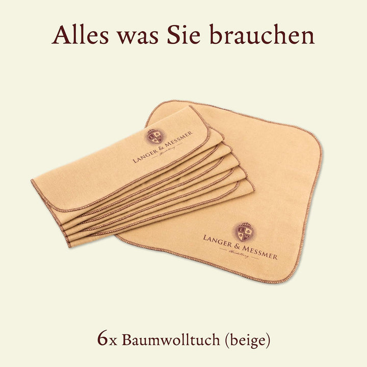 Langer & Messmer Poliertücher für Glattleder aus 100% Baumwolle im praktischen Set - Das Schuhputztu