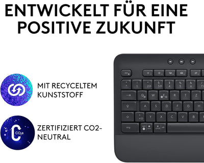 Logitech Signature K650 Comfort kabellose Tastatur mit Handballenauflage, BLE Bluetooth/Logi Bolt US