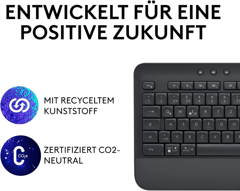 Logitech Signature K650 Comfort kabellose Tastatur mit Handballenauflage, BLE Bluetooth/Logi Bolt US