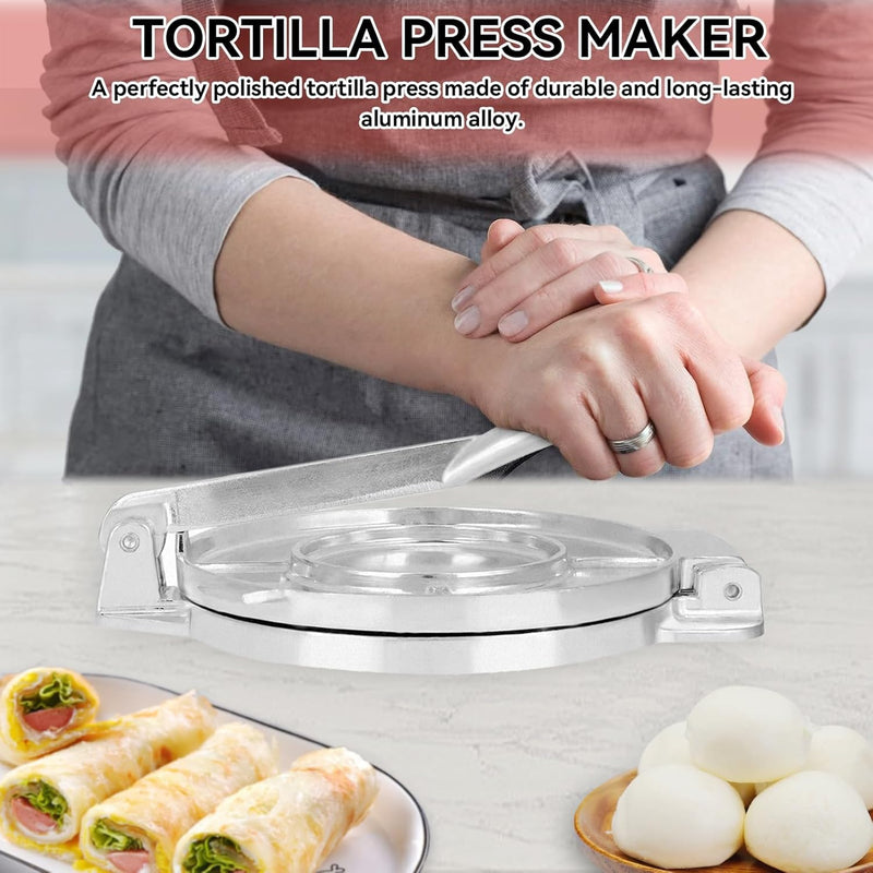 Tortilla Press Maker, Aluminiumlegierung Faltbares Maismehl Teig Gebäck Presswerkzeug Küchenutensili