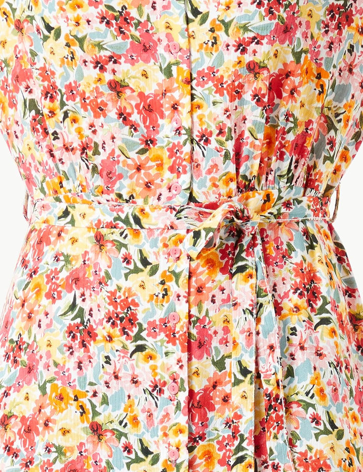 ONLY Damen Onlfrederikke Ss V-Neck Belt Dress Wvncs Blusenkleid XL Cloud Dancer/Aop:pink Aop, XL Clo