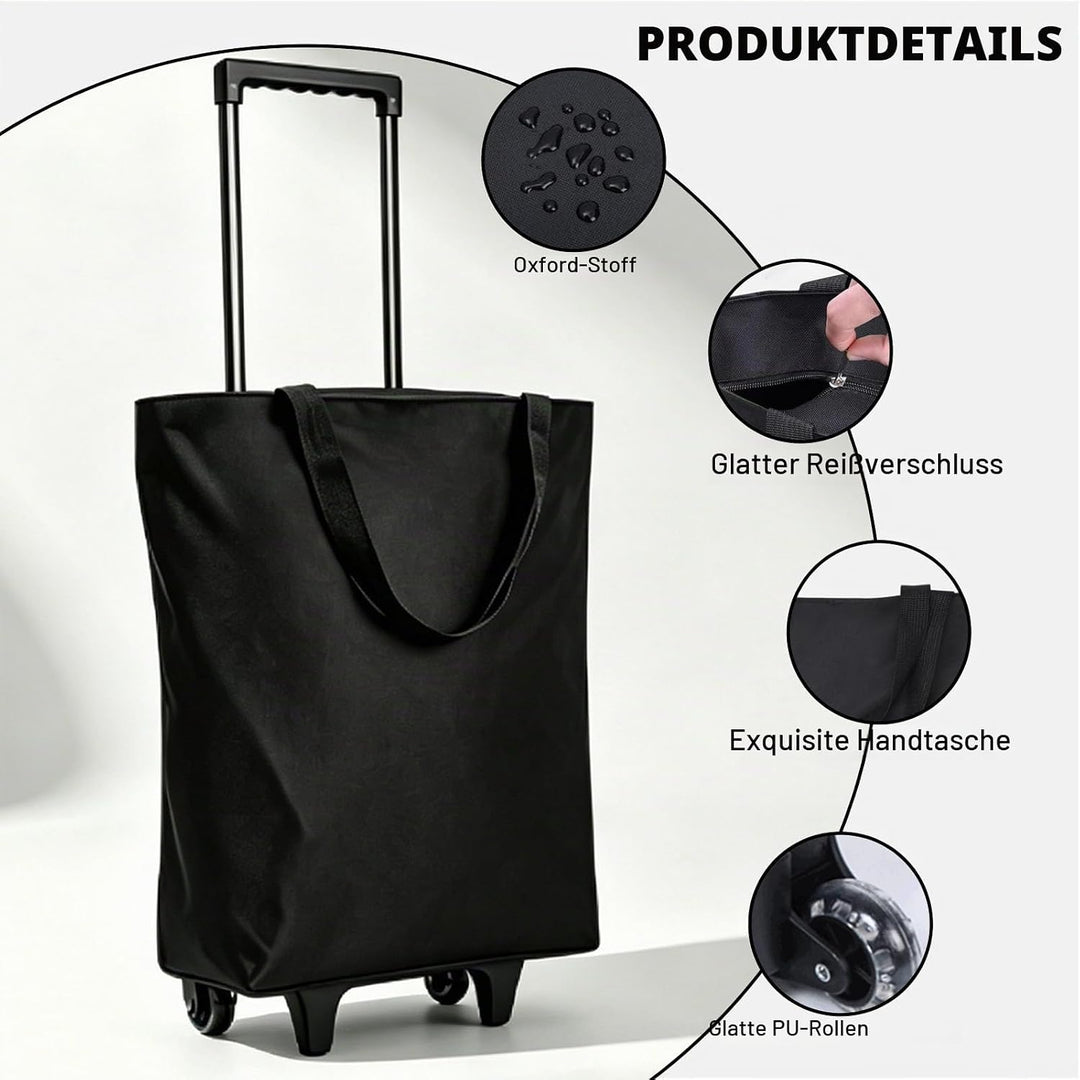 2-in-1 Einkaufstrolley, 30x20x42cm Einkaufstasche auf Rollen, Tragbare Multifunktionale Faltbare Ein