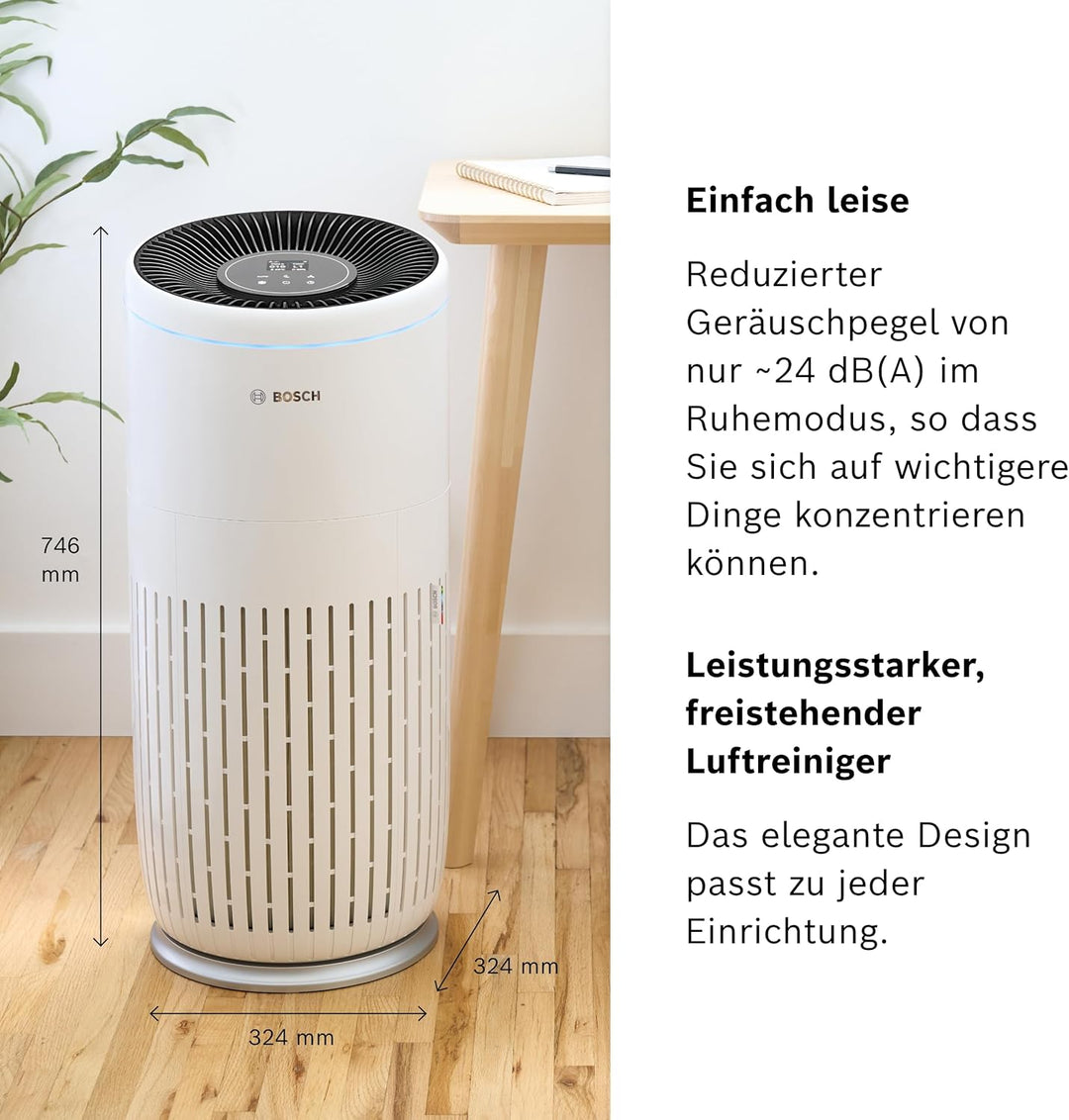 Bosch Air 6000i App-gesteuerter Luftreiniger - Für Räume bis zu 125 m² - Entfernt Schadstoffe - Mit
