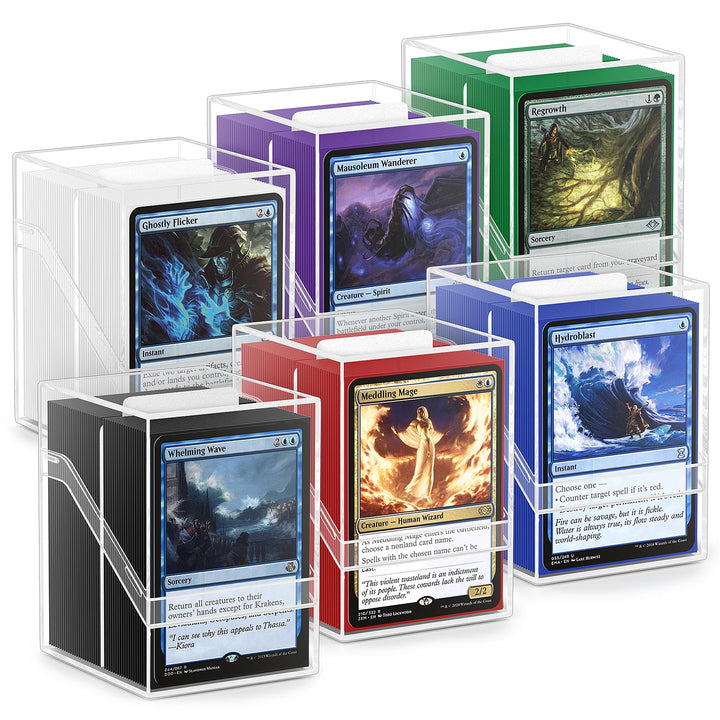 6 Stück Card Deck Boxen, Transparent Commander Kartenbox mit 600Pcs Kartenhüllen und Kartentrenner,