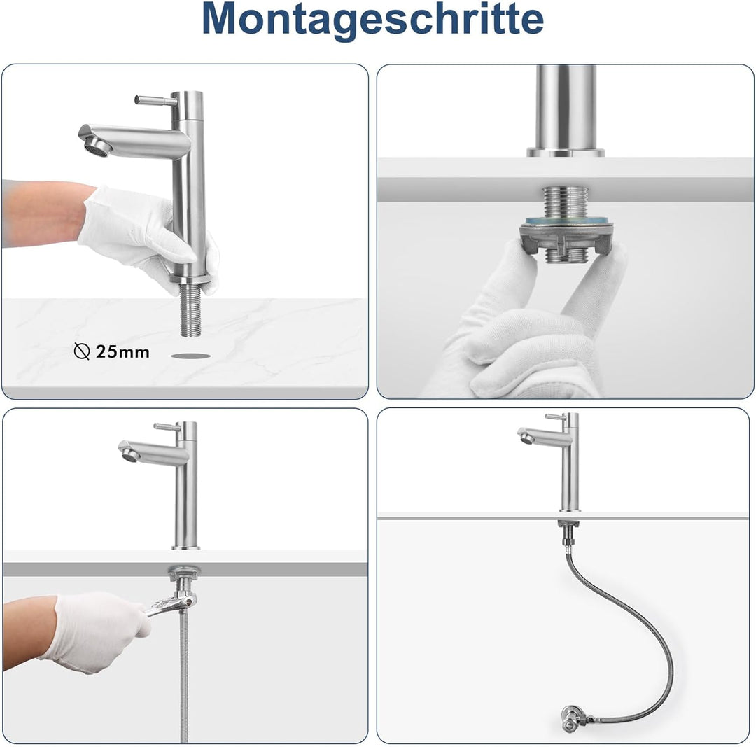 BONADE Kaltwasserhahn Gäste WC, Wasserhahn Kaltwasser für Wasserhahn Bad, Edelstahl Kaltwasserhahn m