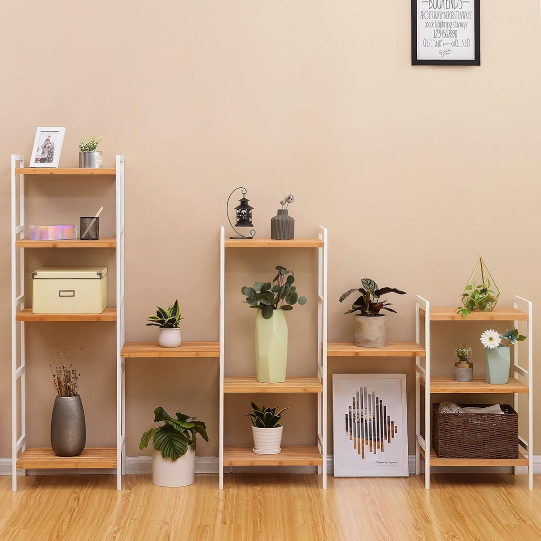 SONGMICS Bambusregal, Küchenregal, Badregal, Bücherregal, Standregal mit 3 Ablagen, 31,5 x 45 x 80 c