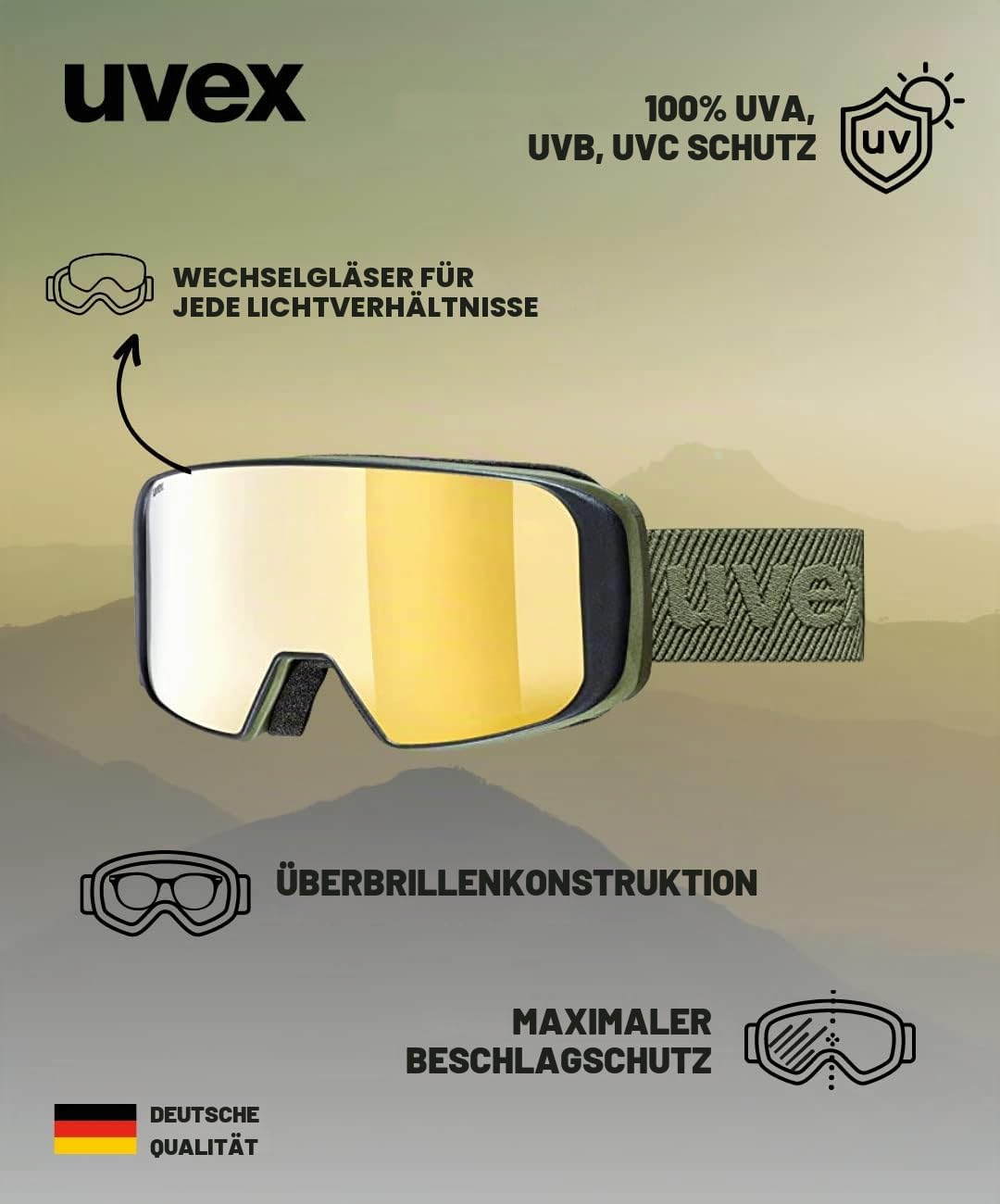 uvex Unisex Saga To Skibrille (1er Pack) Einheitsgrösse croco mat/gold-LGL clear, Einheitsgrösse cro