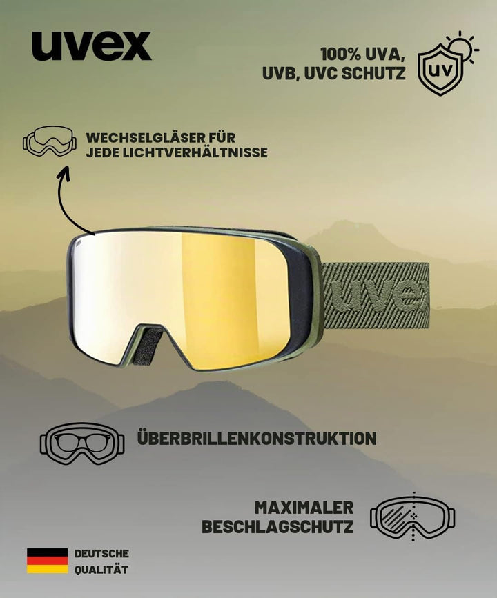 uvex Unisex Saga To Skibrille (1er Pack) Einheitsgrösse croco mat/gold-LGL clear, Einheitsgrösse cro