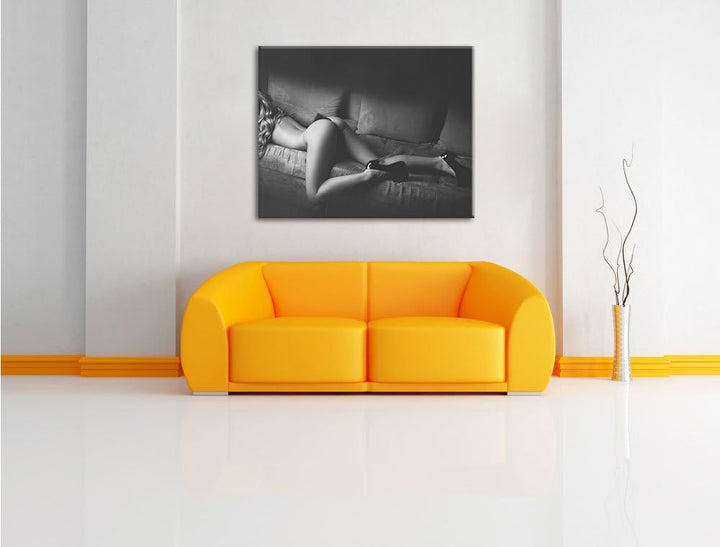 Pixxprint Frau mit sexy Po / 100x70cm Leinwandbild bespannt auf Holzrahmen/Wandbild Kunstdruck Dekor