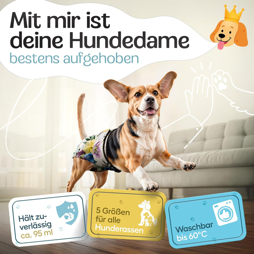 HUND IST KÖNIG Hundewindeln für Hündinnen (3 Stück) - Hochabsorbierende Läufigkeitshose für Hündinne