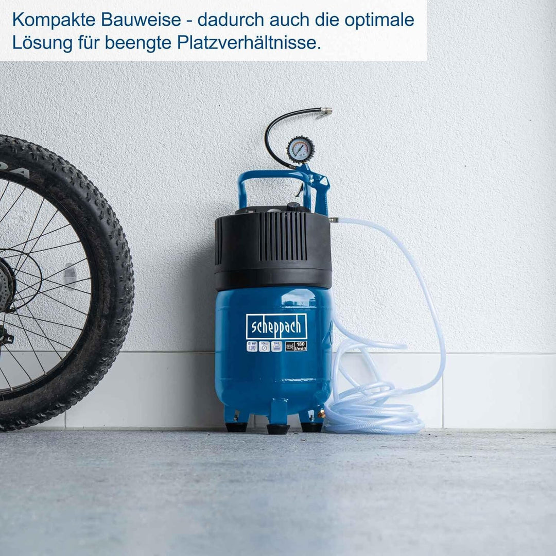 Scheppach Druckluft Kompressor HC24V Luftkompressor stehend inkl. 13 tlg. Zubehörset + 10m Schlauch