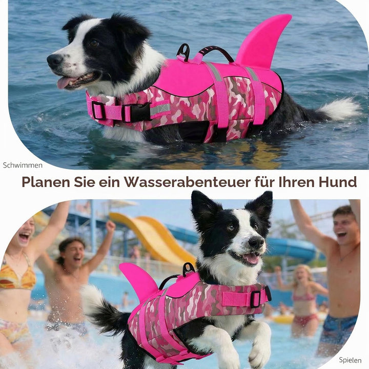 CITÉTOILE Schwimmweste Hunde Hai, Leicht und Sicher für Wassersport, hundeschwimmweste mit Griff und