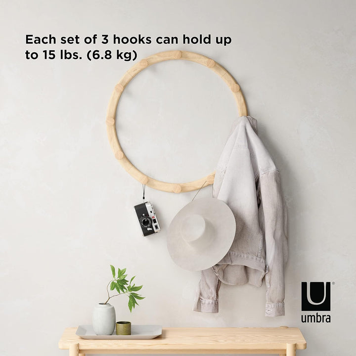 Umbra Slinka Wandgarderobe, Modulare Garderobenleiste mit 12 Haken, Holz, Natur, Einheitsgrösse, Nat
