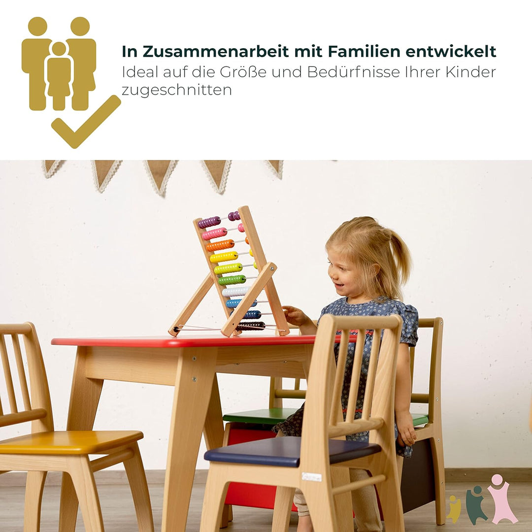 Geuther Tisch Bambino Höhe 55 cm Buche-Massivholz Ideales Kinderzimmerzubehör bis 6 Jahre Passender