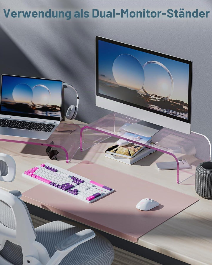 Monitorständer Acryl 2er-Set, 2-Ebenen Bildschirmerhöhung Modular, PC Monitor-Erhöhung, Schreibtisch