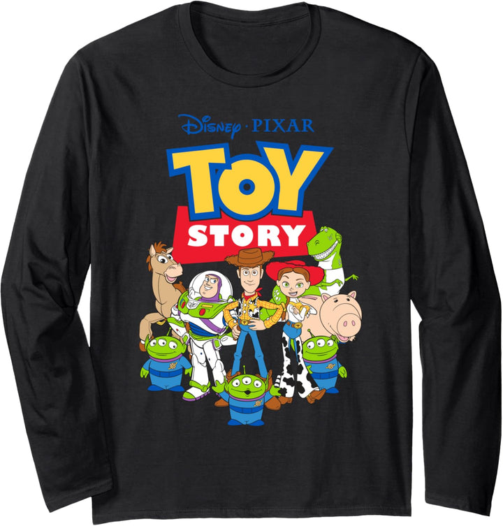 Disney Pixar Toy Story Group Shot Classic Logo Langarmshirt