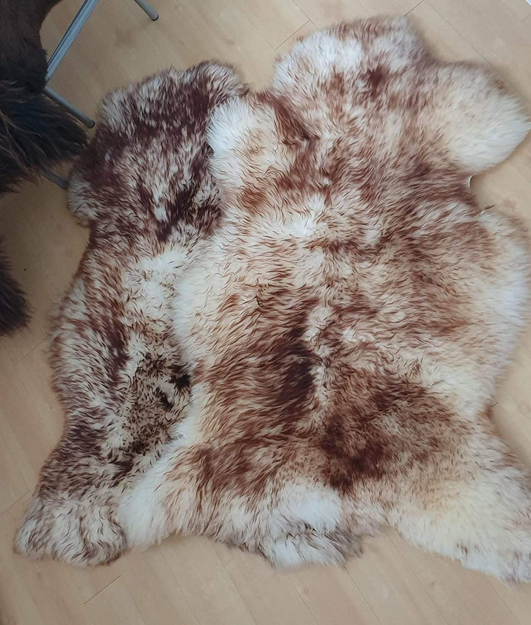 PSB Schaffell Lammfell Länge Mind. 110 cm Teppich Sitzfell pflanzlich gegerbt Natur, braun, meliert
