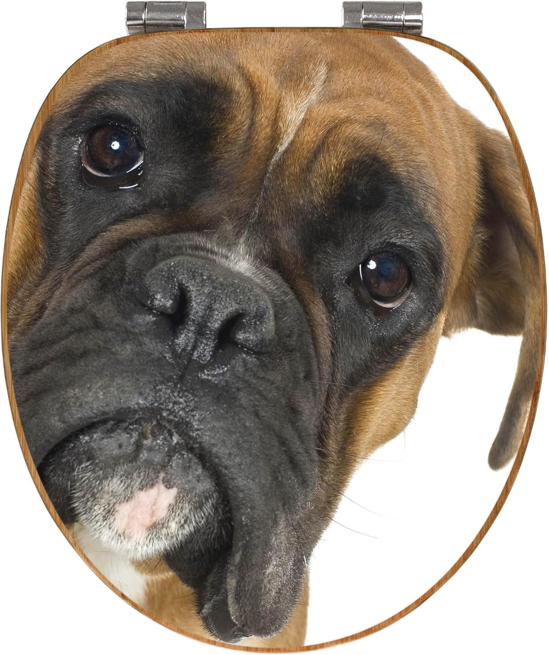 banjado® Design WC Sitz Bambus Absenkautomatik mit Motiv Boxer/Toilettendeckel mit Absenkautomatik H