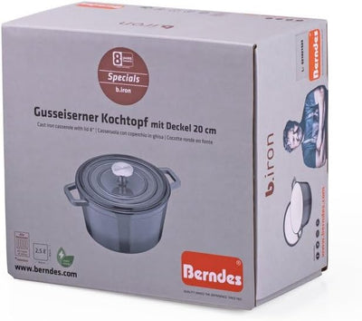 Berndes Bräter B.iron 3,75L mit Deckel - 24 cm - Gusseisen mit Emaillebeschichtung - Kochtopf zum Sc