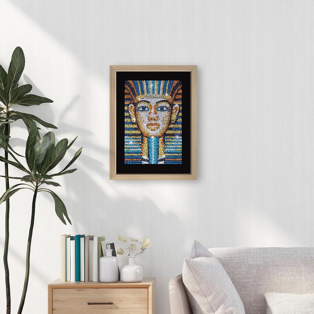 Kitfix - Sequin Art Tutanchamun mit Holzrahmen - 27 x 36cm - Sequin Art Blue Premium - Paillettenbil